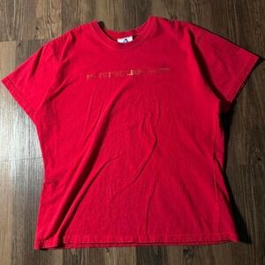 Adidas Red Graphic T Shirt Women's XL Trefoil Logo USA Made Short Sleeve